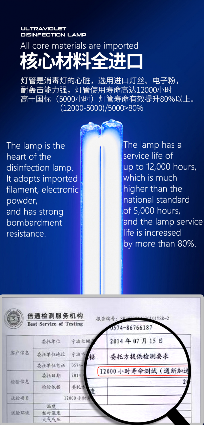 la lampe UV germicide O3 de désinfection de 40W 39W éliminent le formaldéhyde 8
