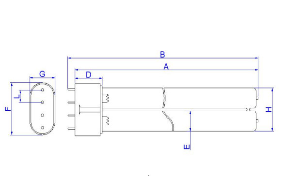 H forment le tube UV léger germicide UV-C 1 de la longueur G23 des tubes 533mm de la lumière UV 40W